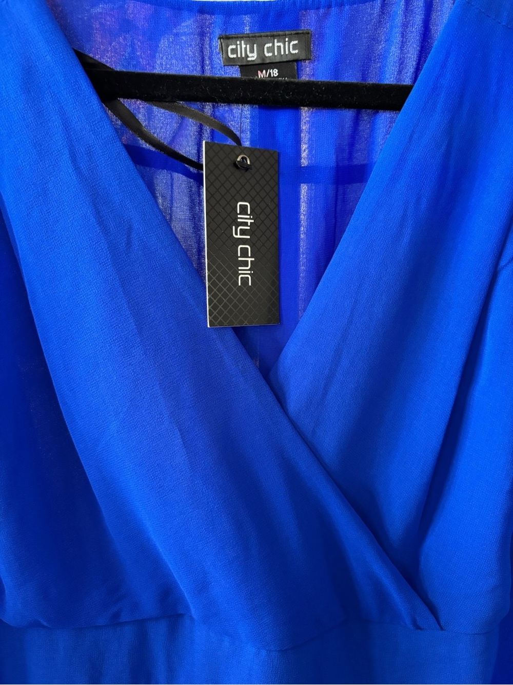City Chic Cobalt Blue Surplice Midi Dress P:25-28” L:39” - Picture 5 of 8